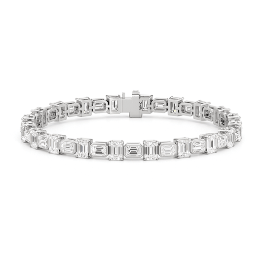 Alternating Bezeled Emerald Tennis Bracelet - Lotus Diamond