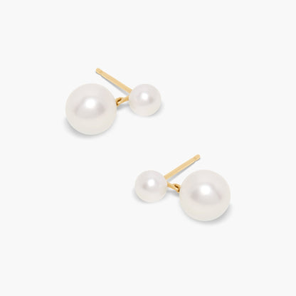 Amanda 14K Gold Pearl Earrings - Lotus Diamond
