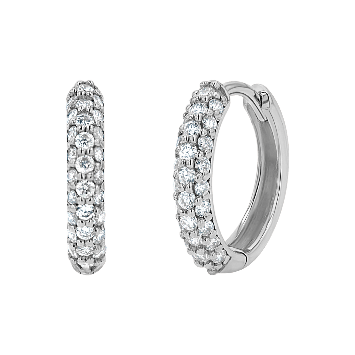 Amour Three Row Diamond Huggies - Lotus Diamond