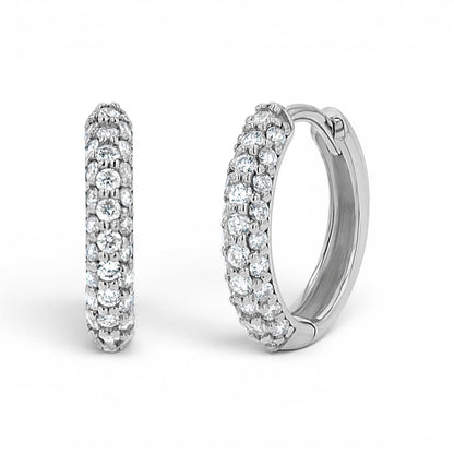 Amour Three Row Diamond Huggies - Lotus Diamond