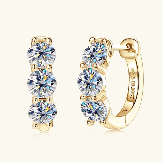 Anziw 14k Gold Plated Hoop Earrings for Women 3.5mm D Color 925 Sterling Silver Moissanite Diamond Huggie Earring Girls Jewelry - Lotus Diamond