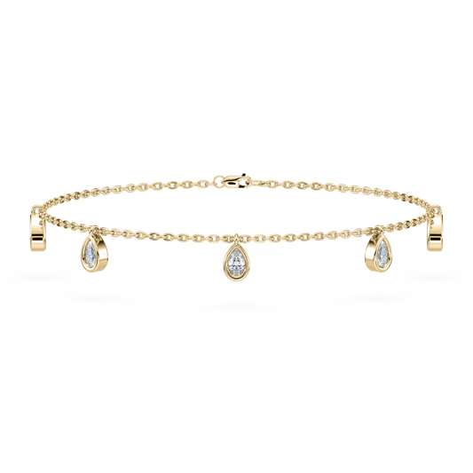 Aura Pear Lab Diamond Bracelet 14K Yellow - Lotus Diamond