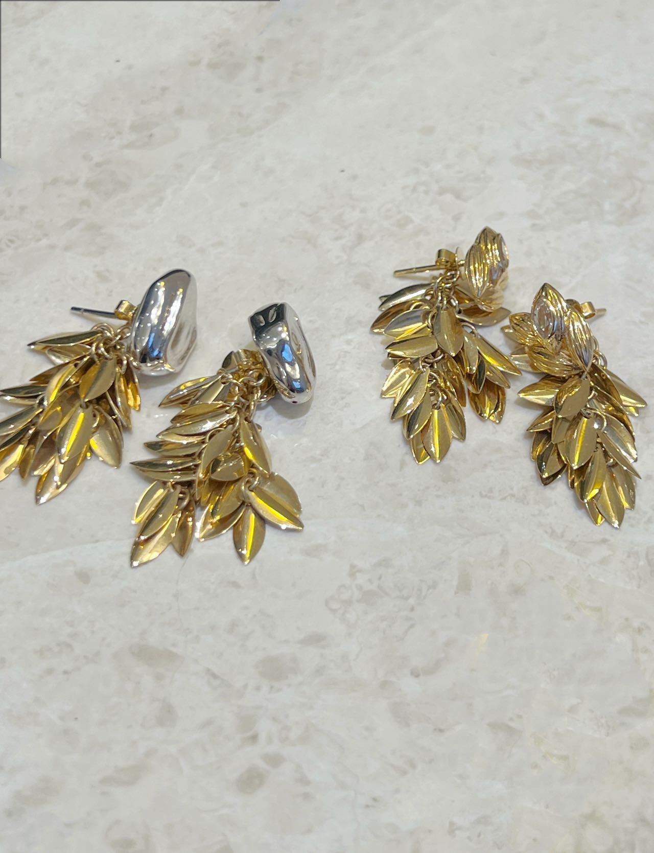 Autumn & Winter 18K Gold Exclusive Luxury - Chic Tassel Leaf Earrings/Necklace - Lotus Diamond