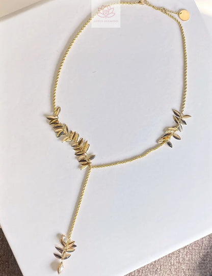 Autumn & Winter 18K Gold Exclusive Luxury - Chic Tassel Leaf Earrings/Necklace - Lotus Diamond