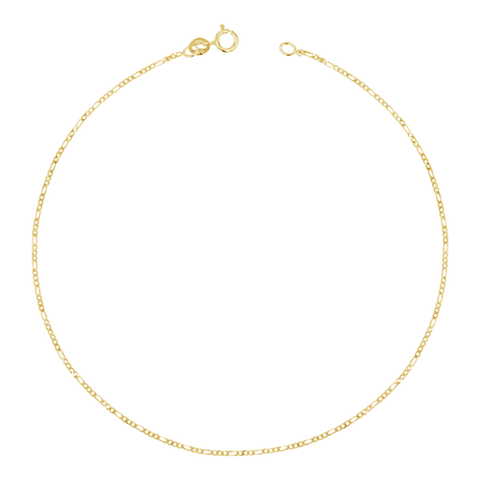 Baby Figaro Chain Anklet - Lotus Diamond