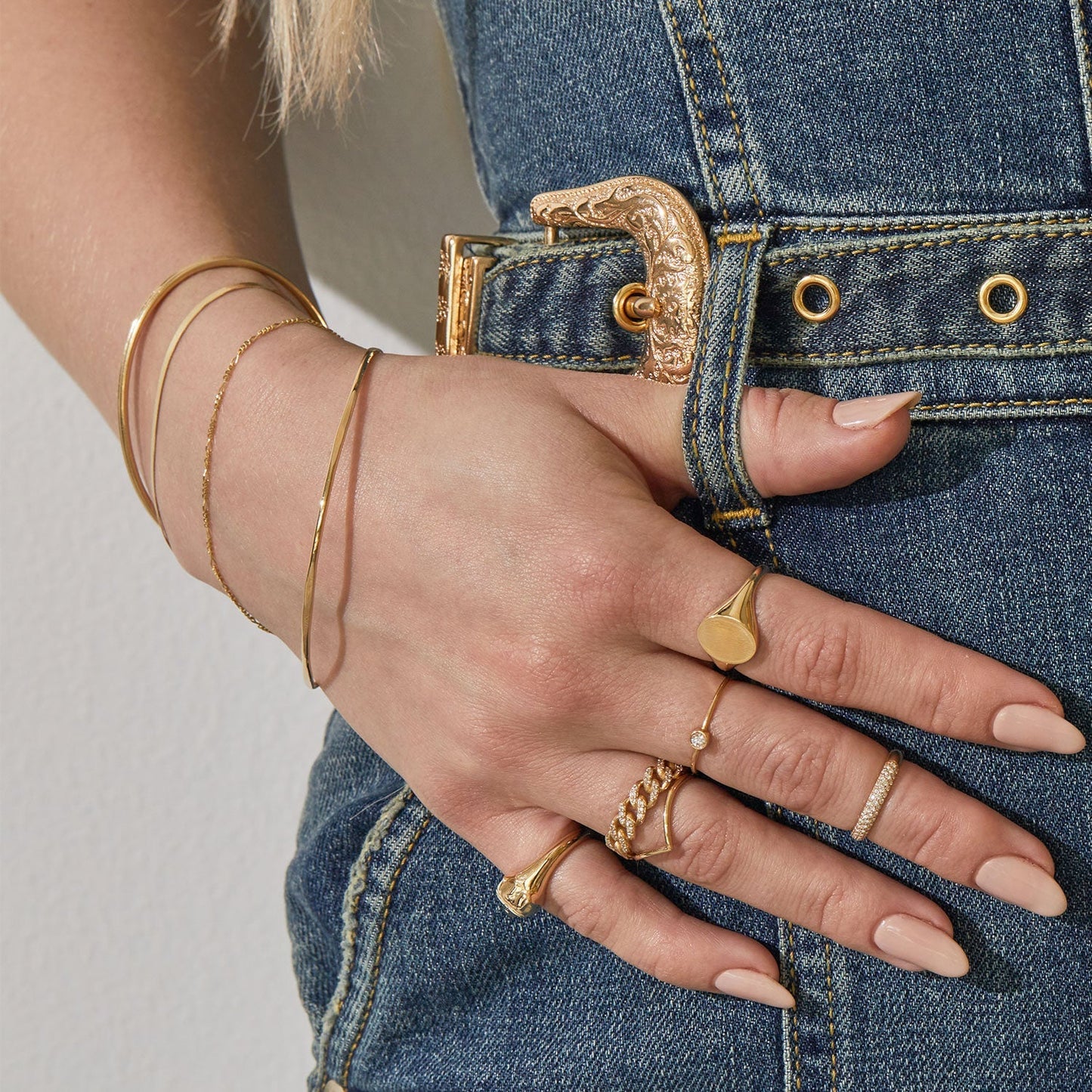 Baby Figaro Chain Bracelet - Lotus Diamond