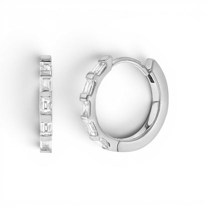 Baguette Huggies Hoop Earrings - Lotus Diamond