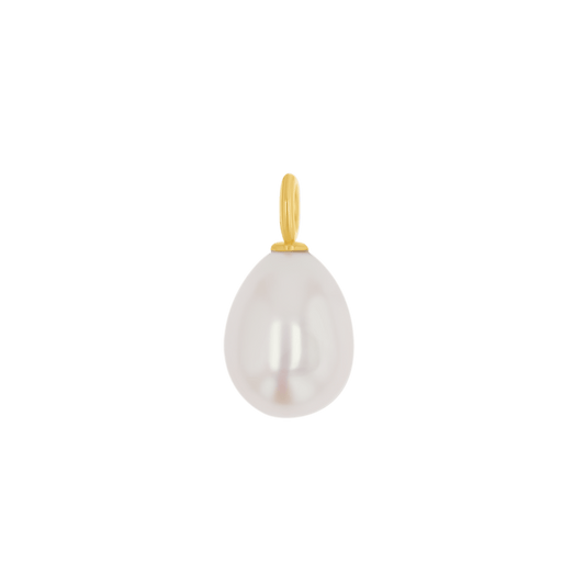 Baroque Drop Pearl Charm - Lotus Diamond