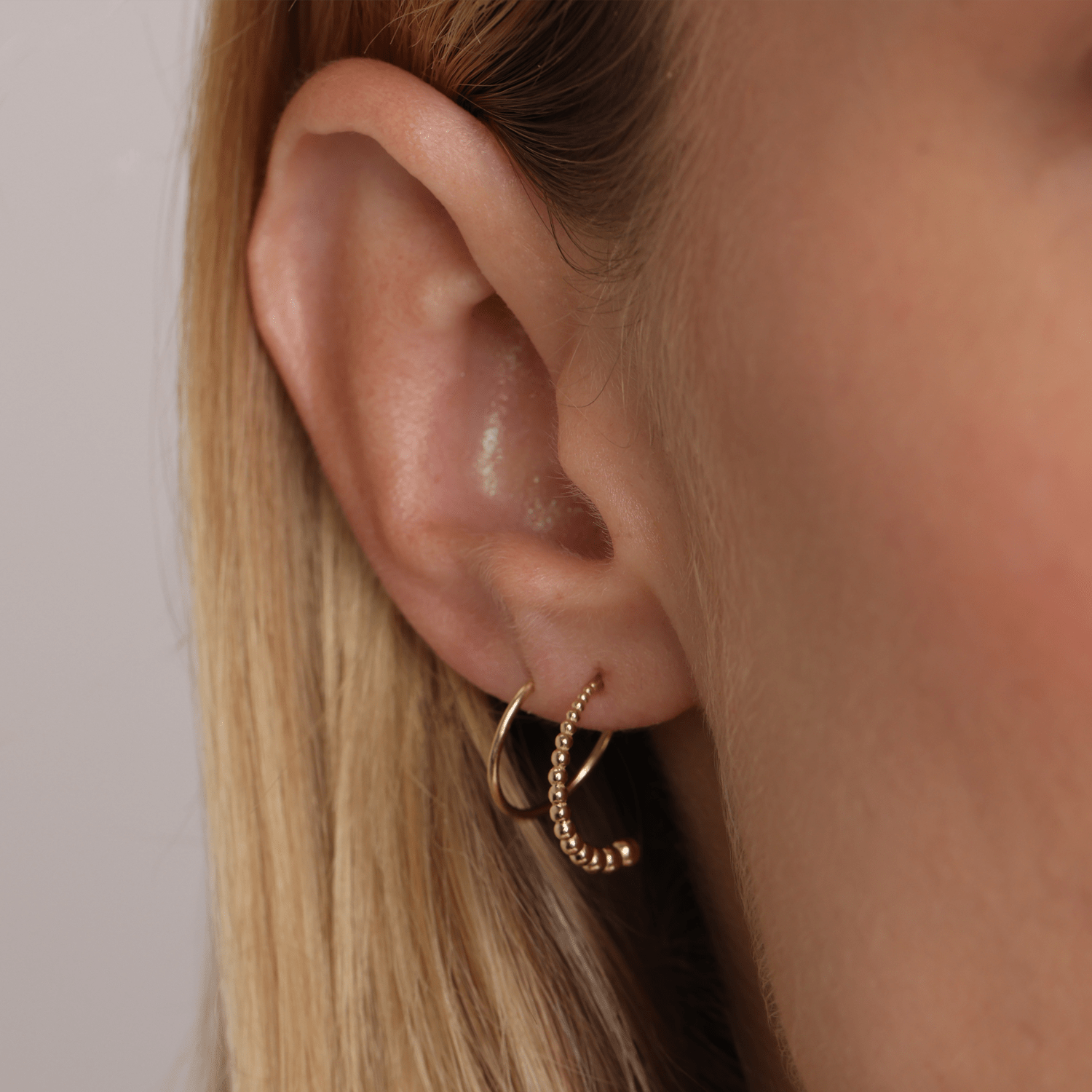 Bead Coil Hoop Earrings - Lotus Diamond