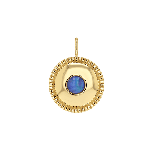 Beaded Opal Medallion Charm - Lotus Diamond