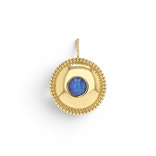 Beaded Opal Medallion Charm - Lotus Diamond