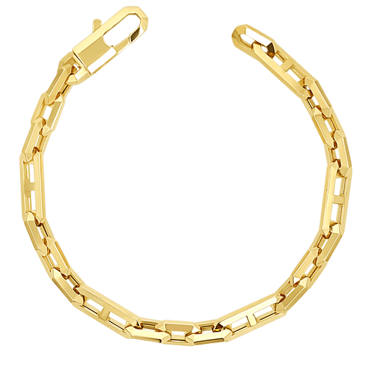 Beveled Link Statement Chain Bracelet - Lotus Diamond