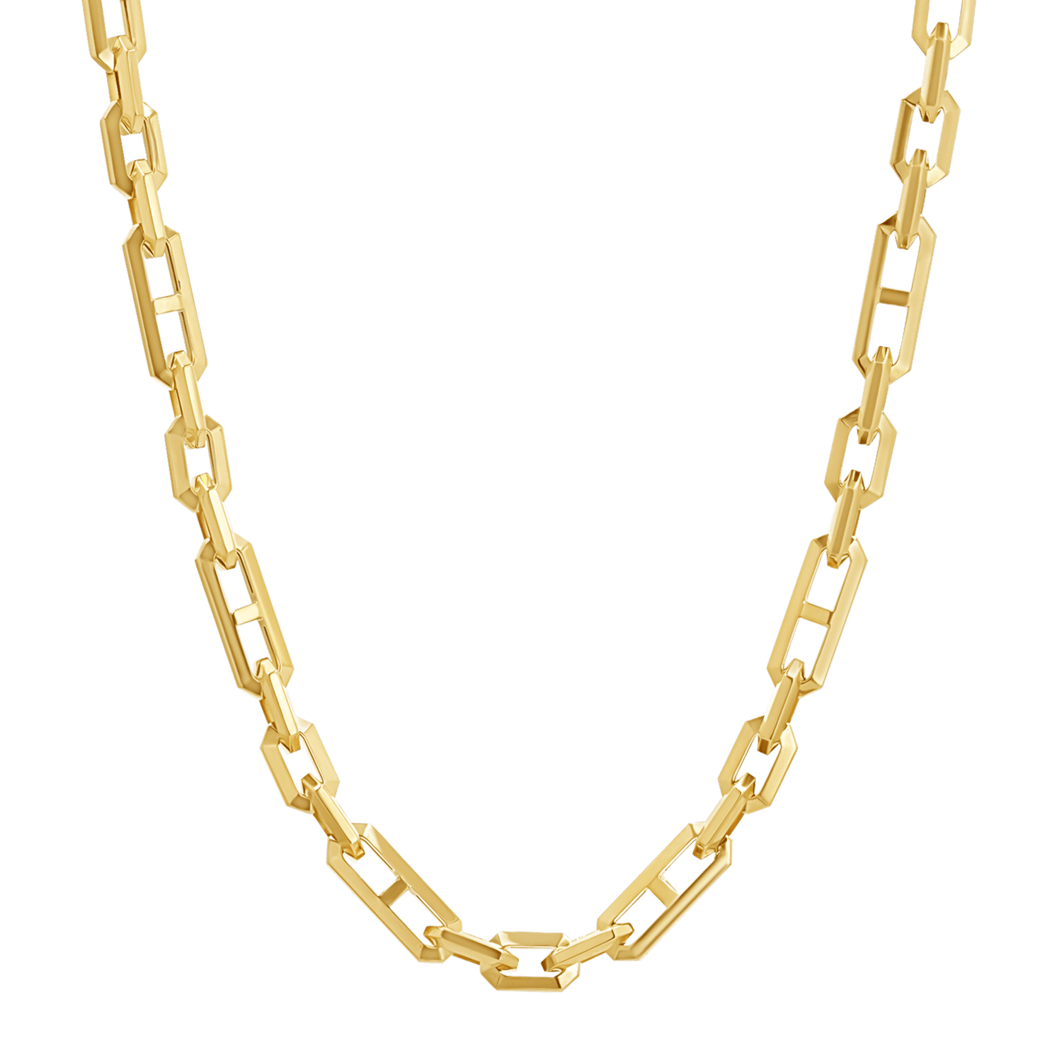 Beveled Link Statement Chain Necklace - Lotus Diamond