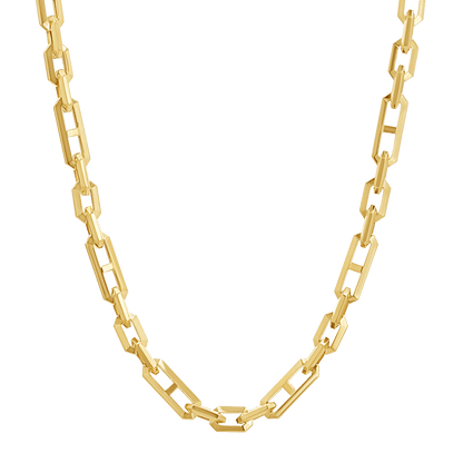 Beveled Link Statement Chain Necklace - Lotus Diamond