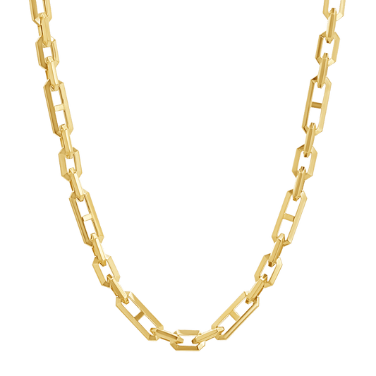 Beveled Link Statement Chain Necklace - Lotus Diamond