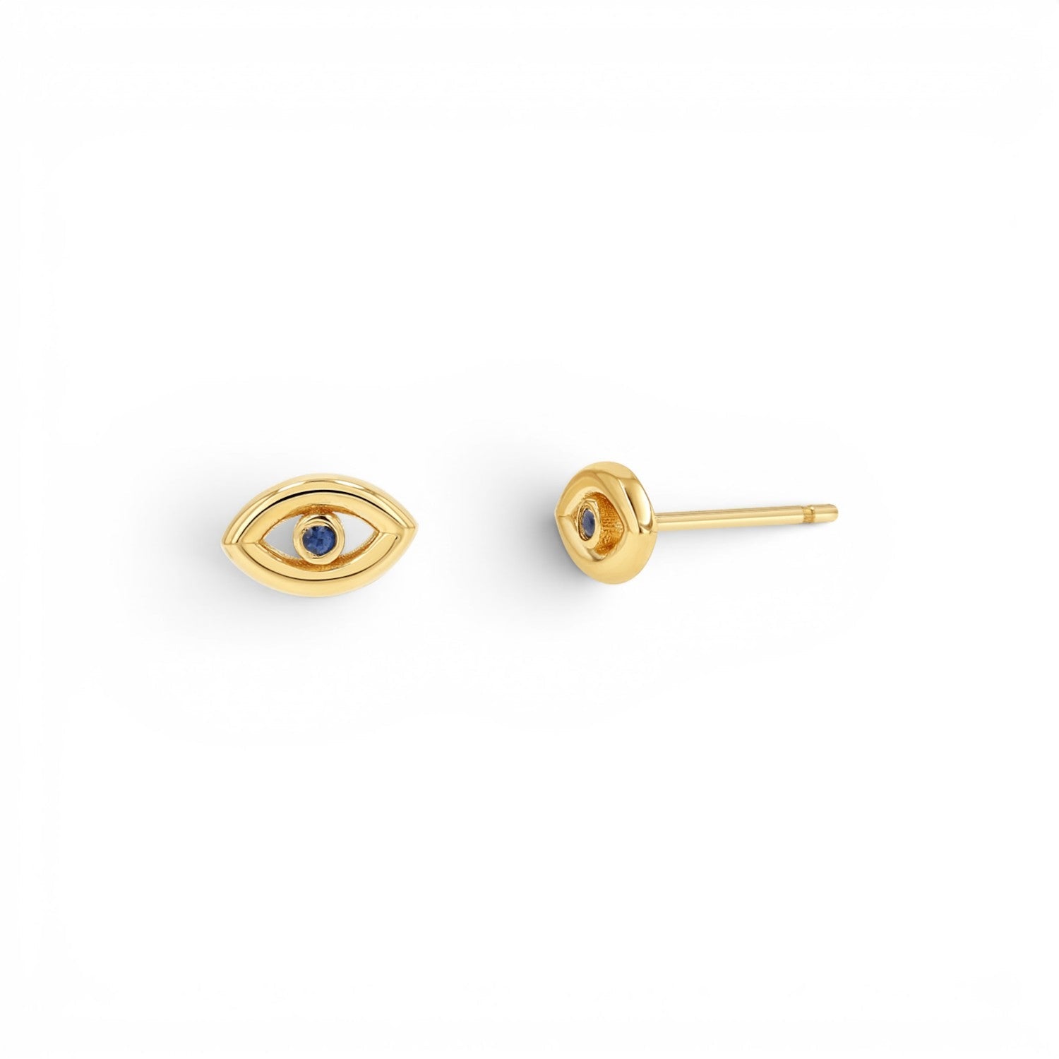 Bezel Set Evil Eye Stud Earrings - Lotus Diamond