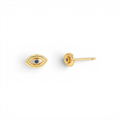 Bezel Set Evil Eye Stud Earrings - Lotus Diamond