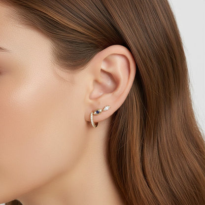Bezel Set Evil Eye Stud Earrings - Lotus Diamond