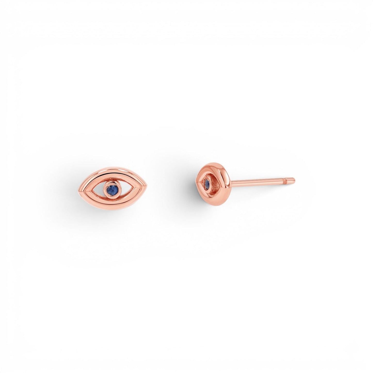 Bezel Set Evil Eye Stud Earrings - Lotus Diamond