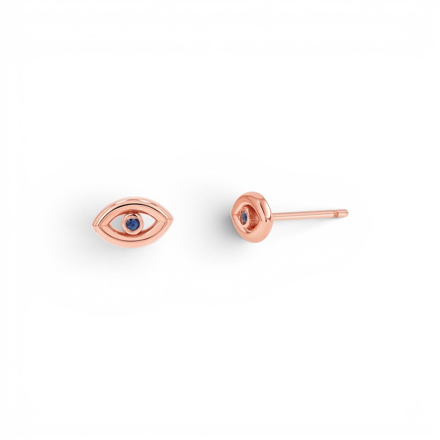 Bezel Set Evil Eye Stud Earrings - Lotus Diamond