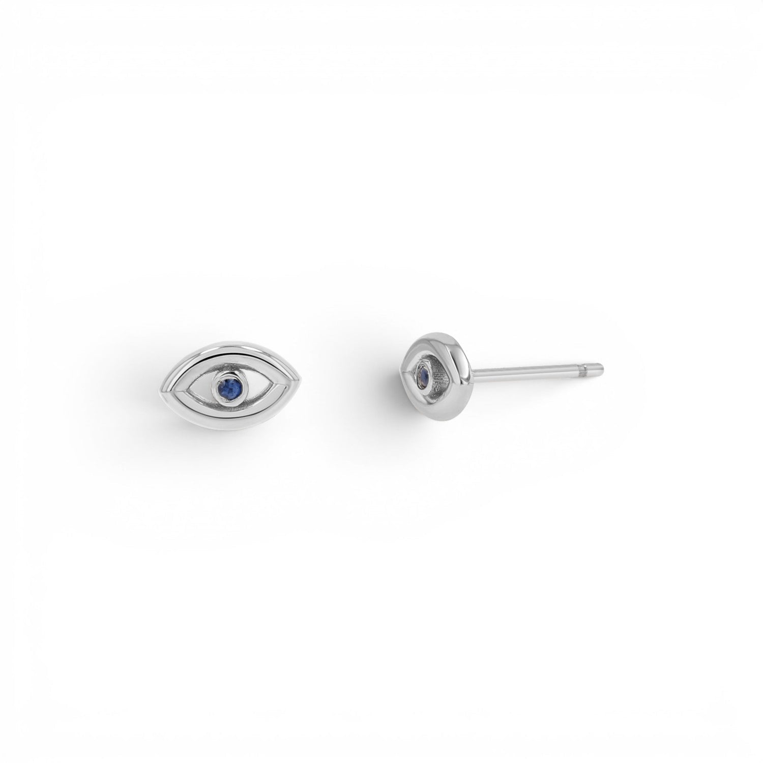 Bezel Set Evil Eye Stud Earrings - Lotus Diamond