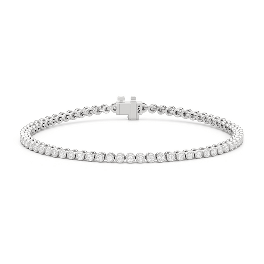 Bezel Set Round Lab Diamond Tennis Bracelet - Lotus Diamond
