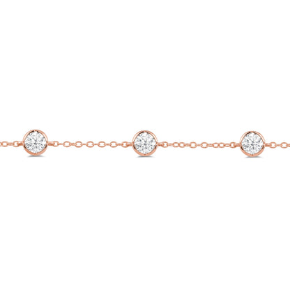 Bezel Set Round Station Bracelet - Lotus Diamond