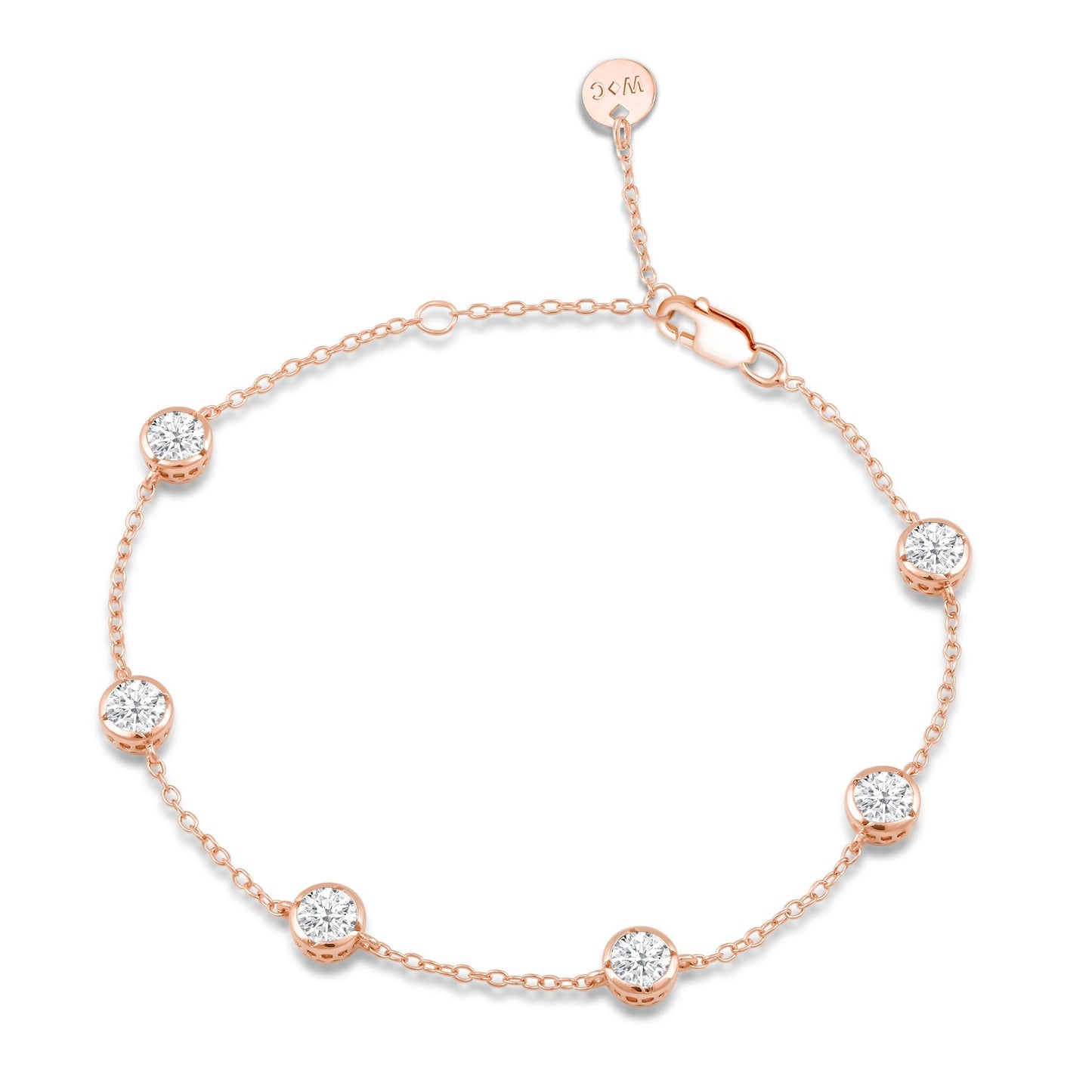 Bezel Set Round Station Bracelet - Lotus Diamond