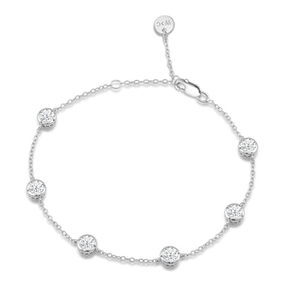 Bezel Set Round Station Bracelet - Lotus Diamond