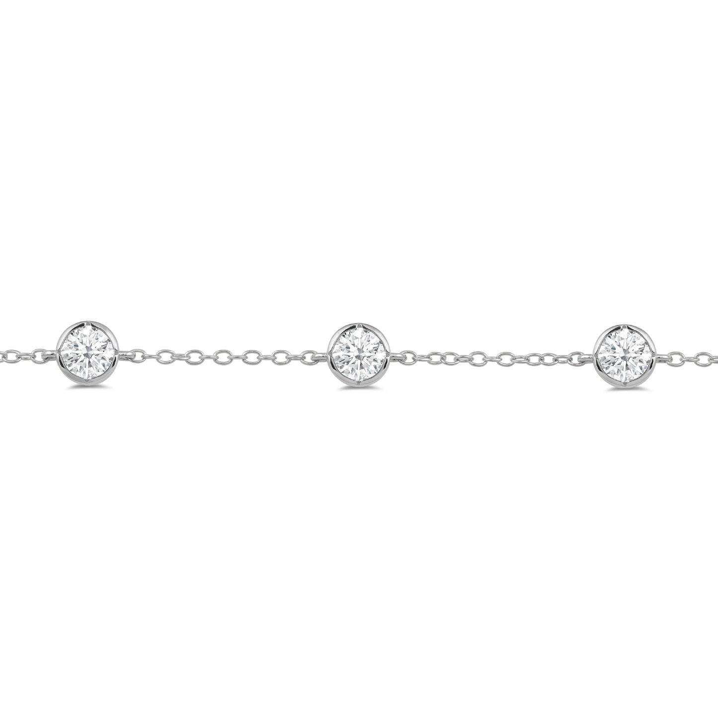 Bezel Set Round Station Bracelet - Lotus Diamond
