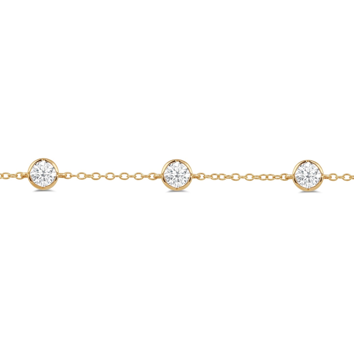 Bezel Set Round Station Bracelet - Lotus Diamond