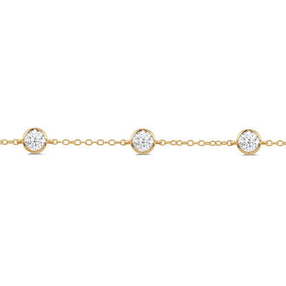 Bezel Set Round Station Bracelet - Lotus Diamond