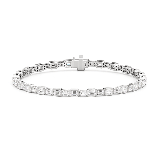 Bezeled Emerald Alternating Tennis Bracelet - Lotus Diamond