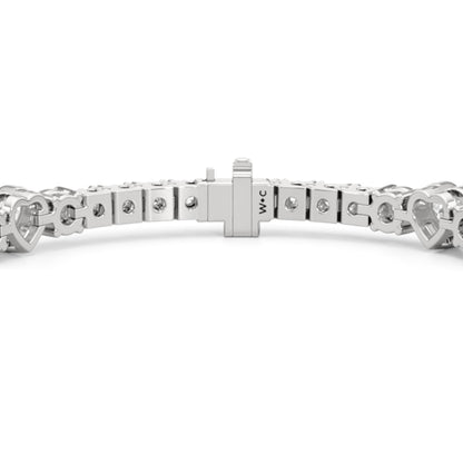 Bezeled Heart Station with Round Diamonds Tennis Bracelet - Lotus Diamond