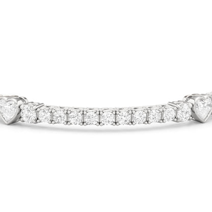 Bezeled Heart Station with Round Diamonds Tennis Bracelet - Lotus Diamond