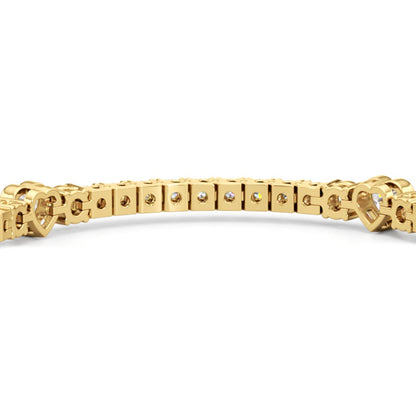 Bezeled Heart Station with Round Diamonds Tennis Bracelet - Lotus Diamond