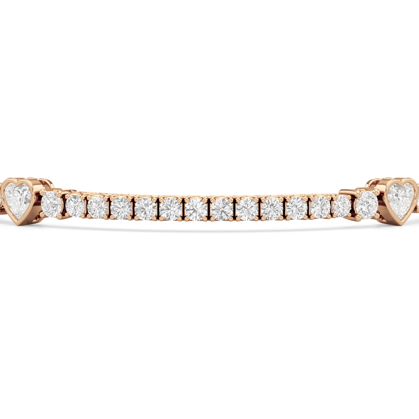 Bezeled Heart Station with Round Diamonds Tennis Bracelet - Lotus Diamond