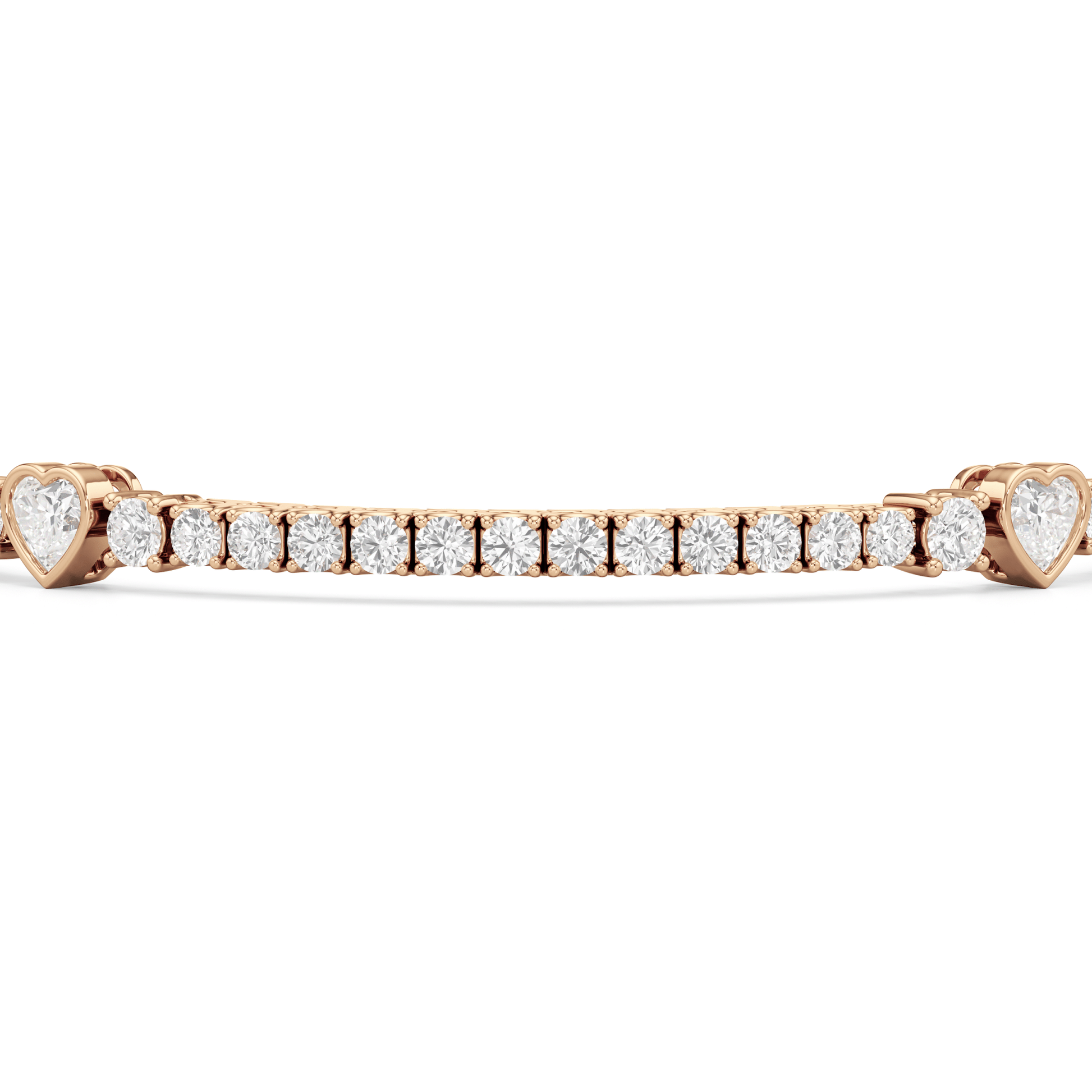 Bezeled Heart Station with Round Diamonds Tennis Bracelet - Lotus Diamond