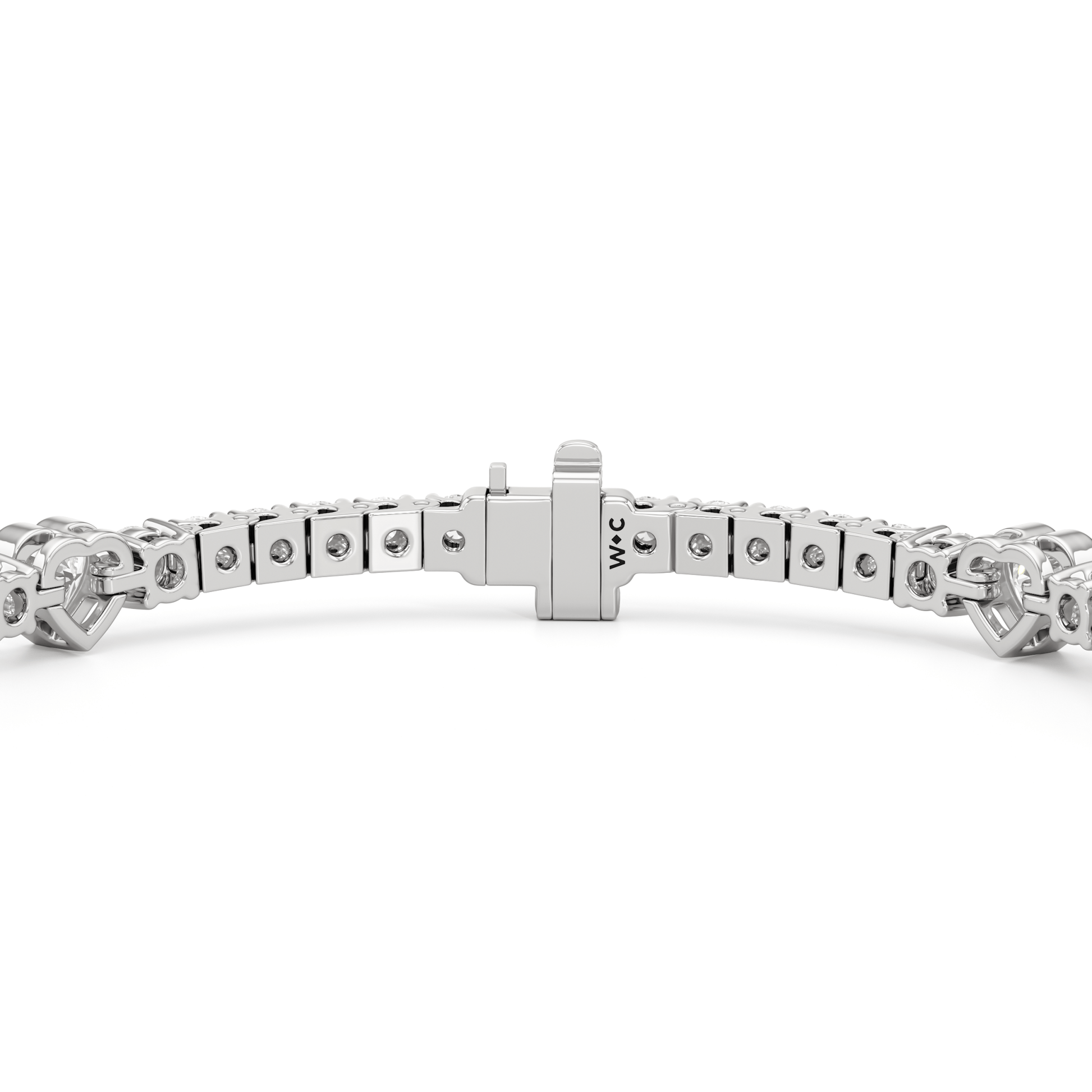 Bezeled Heart Station with Round Diamonds Tennis Bracelet - Lotus Diamond