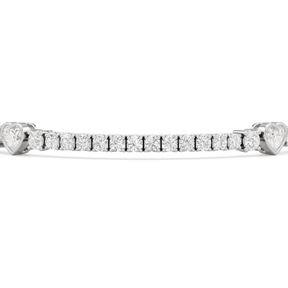 Bezeled Heart Station with Round Diamonds Tennis Bracelet - Lotus Diamond