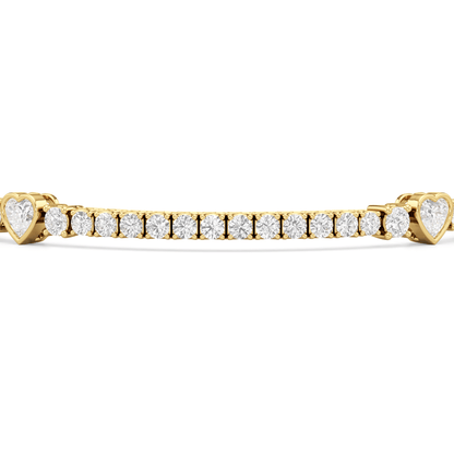 Bezeled Heart Station with Round Diamonds Tennis Bracelet - Lotus Diamond