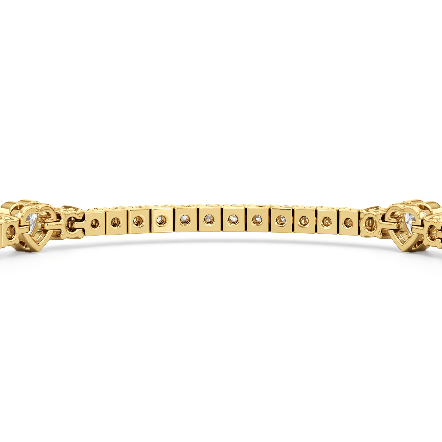 Bezeled Heart Station with Round Diamonds Tennis Bracelet - Lotus Diamond