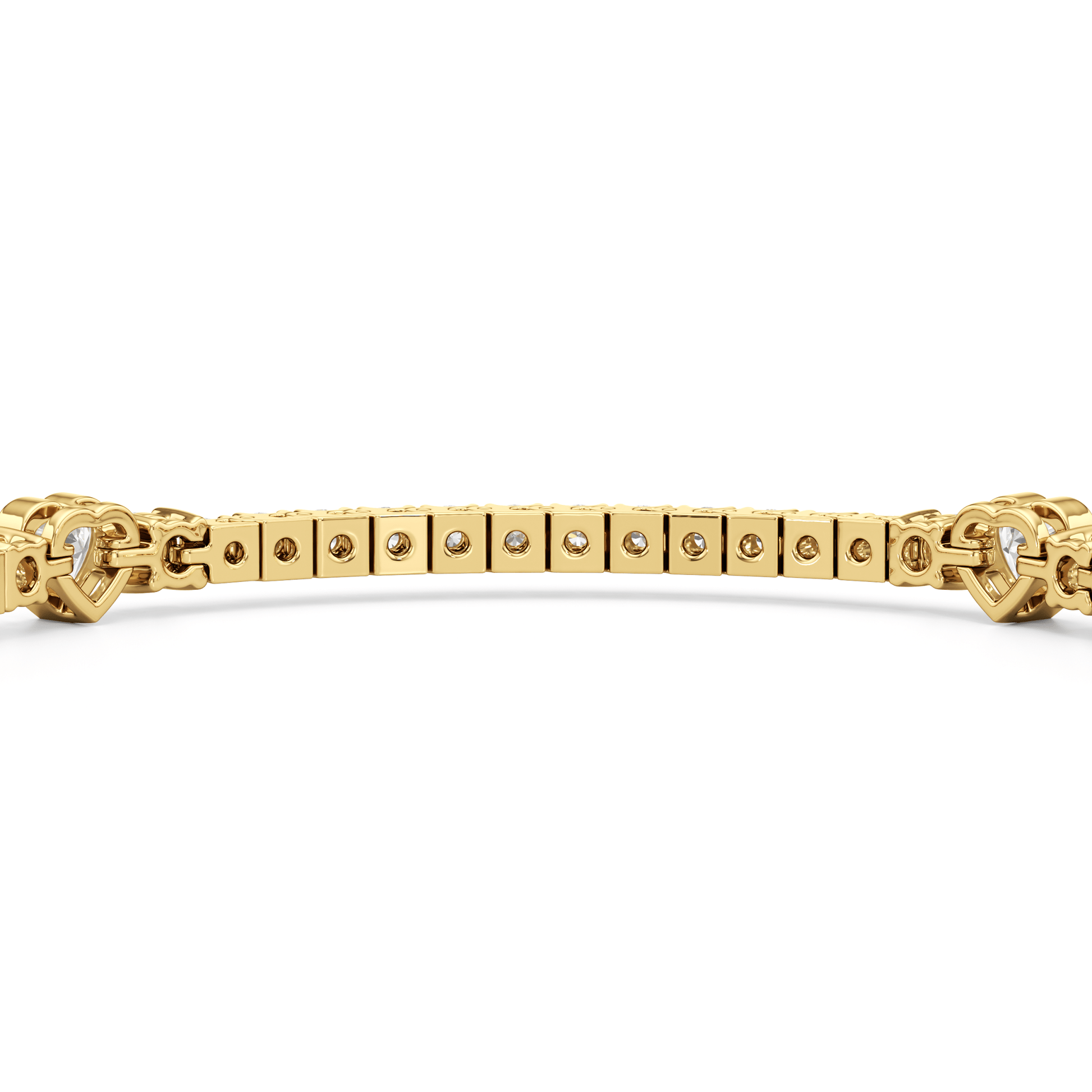 Bezeled Heart Station with Round Diamonds Tennis Bracelet - Lotus Diamond