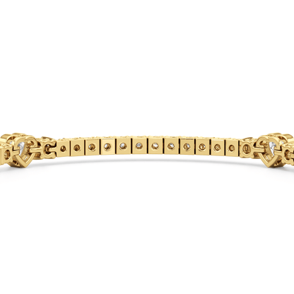 Bezeled Heart Station with Round Diamonds Tennis Bracelet - Lotus Diamond