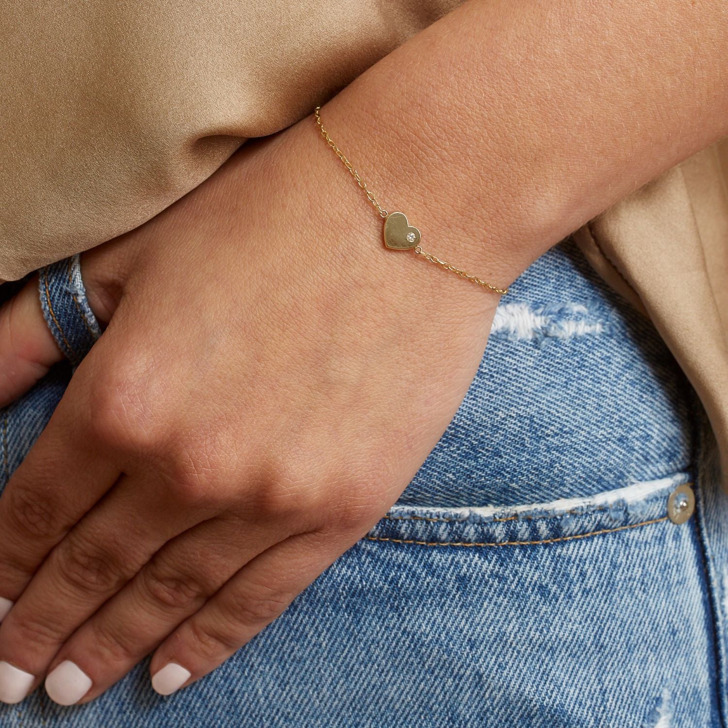 Birthstone Heart Bracelet - Lotus Diamond