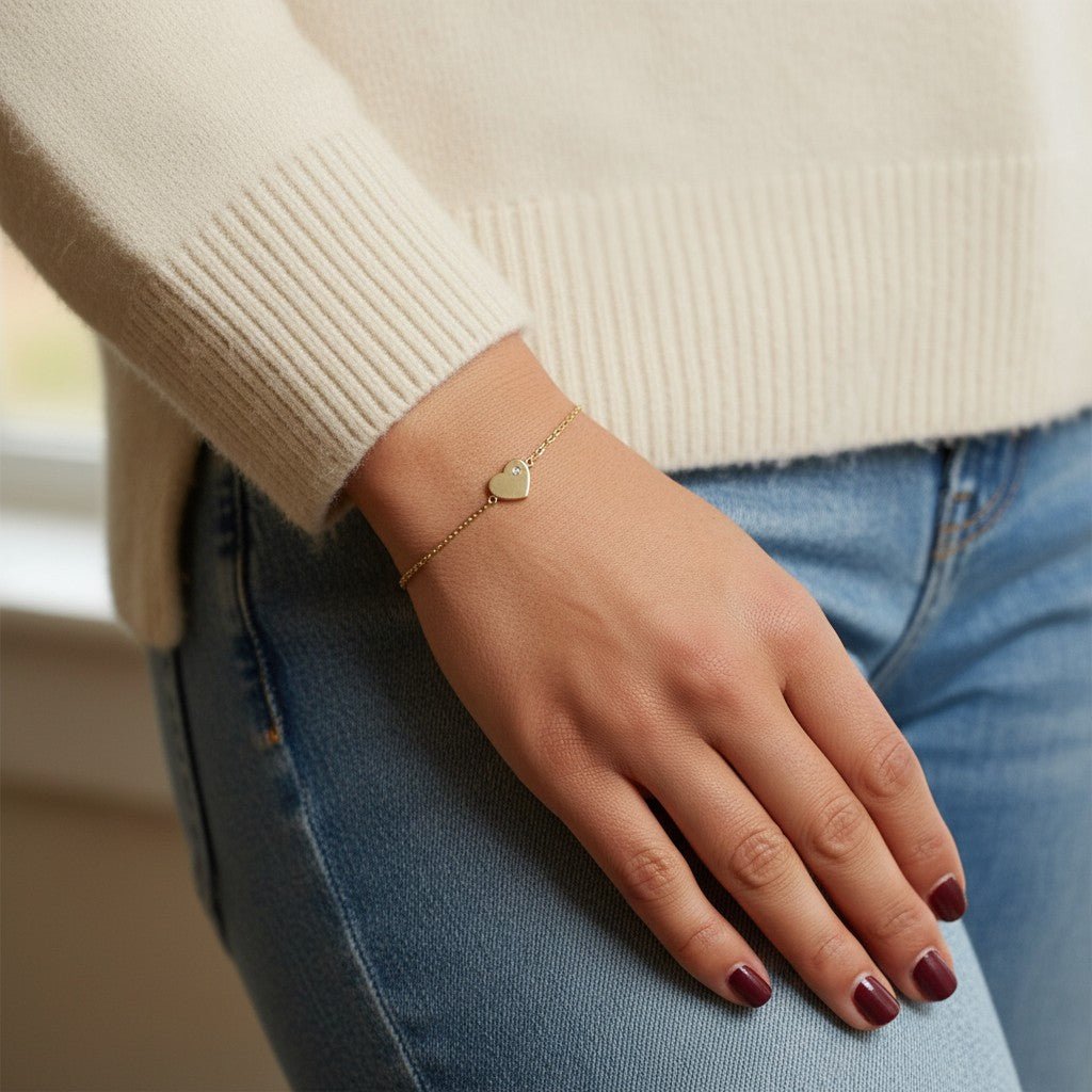 Birthstone Heart Bracelet - Lotus Diamond