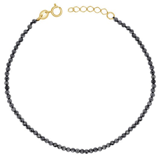 Black Onyx Beaded Bracelet - Lotus Diamond