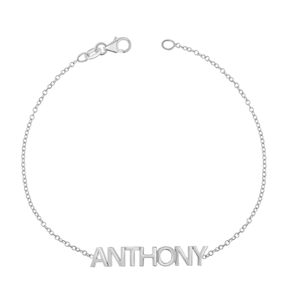 Block Letter Name Bracelet - Lotus Diamond