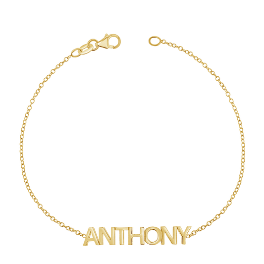 Block Letter Name Bracelet - Lotus Diamond