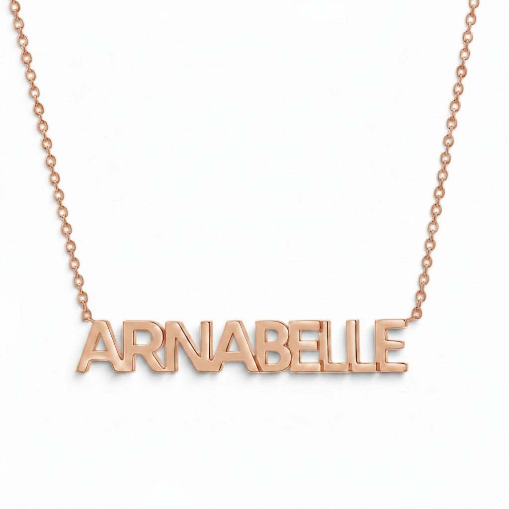 Block Letter Name Necklace - Lotus Diamond